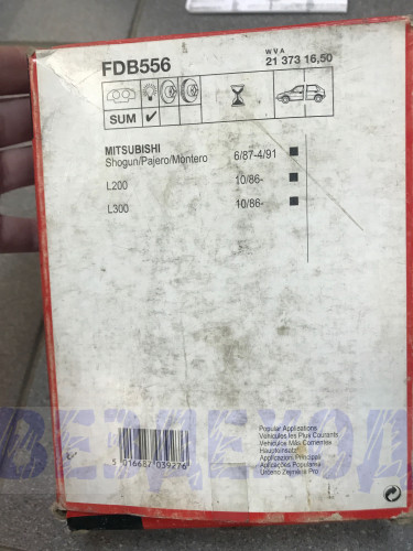 Колодки тормозные Ferodo FDB 556 MITSUBISHI L200, L300, PAJERO передние