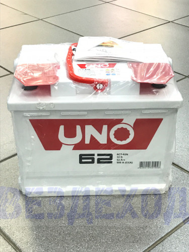 АКБ UNO 6ст 62а/ч прямая полярность залит,заряжен Гарантия-2года