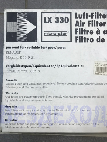 Фильтр воздушный KNECHT LX330 RENAULT 19, MAGANE